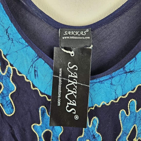 Sakkas Batik Palm Tree Cap Sleeve Caftan Dress / Cover Up One Size NWT - Picture 5 of 7